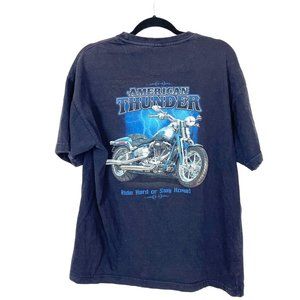 Newport Blue‎ Men's Sz XL Black T Shirt Motocycle American Thunder Biker